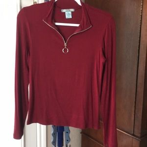Good Luck Gem Half Zip Mock Neck